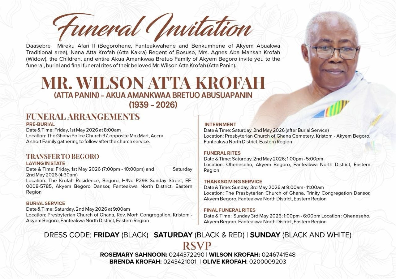 Funeral Invitation - Mr. Wilson Atta Krofah